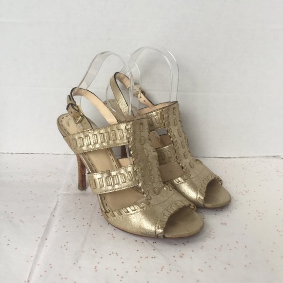Coach Gold Caged Ankle Strap Sandal - 8.5 M EUC! - Picture 1 of 8